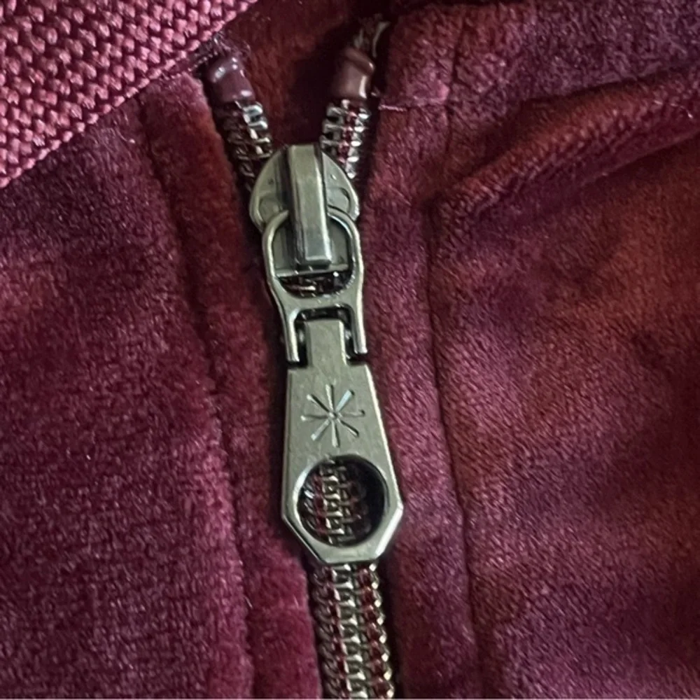 Luxury Velour Hoody Woman Large Cranberry Full Zip‎ Velvet Hoodie Pockets Jacket